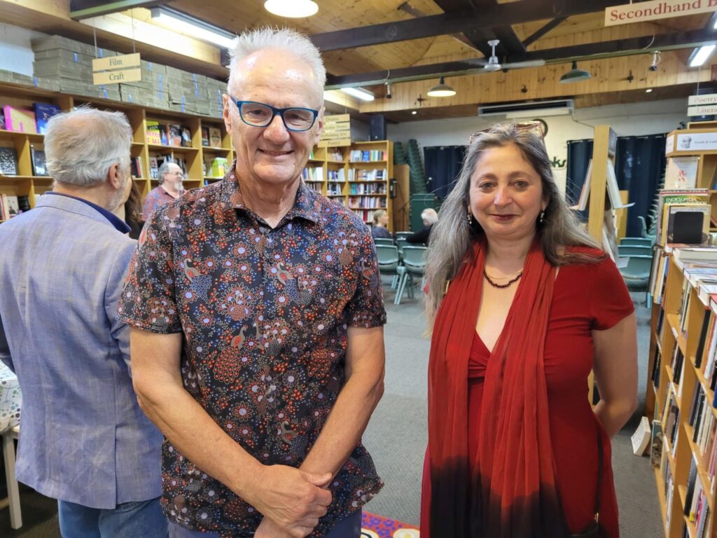 Anne Howel''s high school English teacher from the Australian INdependent International School, writer Peter Neale. He is with visual artist and Anne Howell's child-hood friend, half-Indian Mahalya Middlemist.
