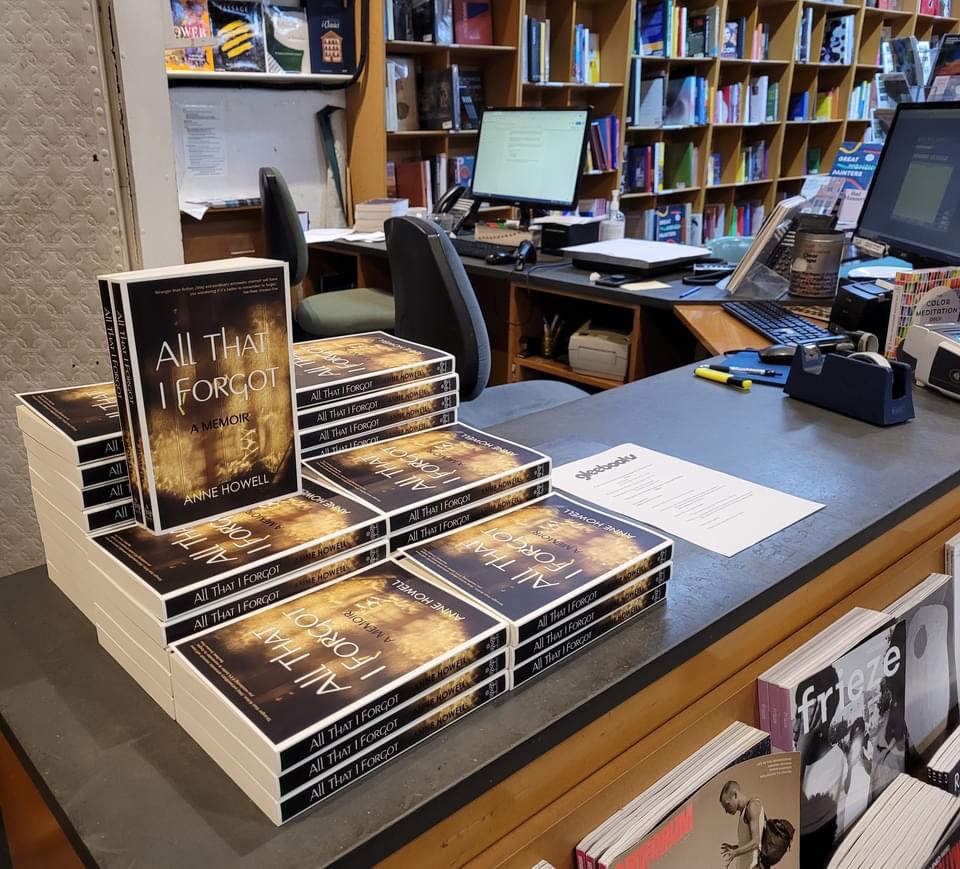The book signing table, ready for proceedings to begin at the Gleebooks launch of All That I Forgot, a book published by Bad Apple Press.
